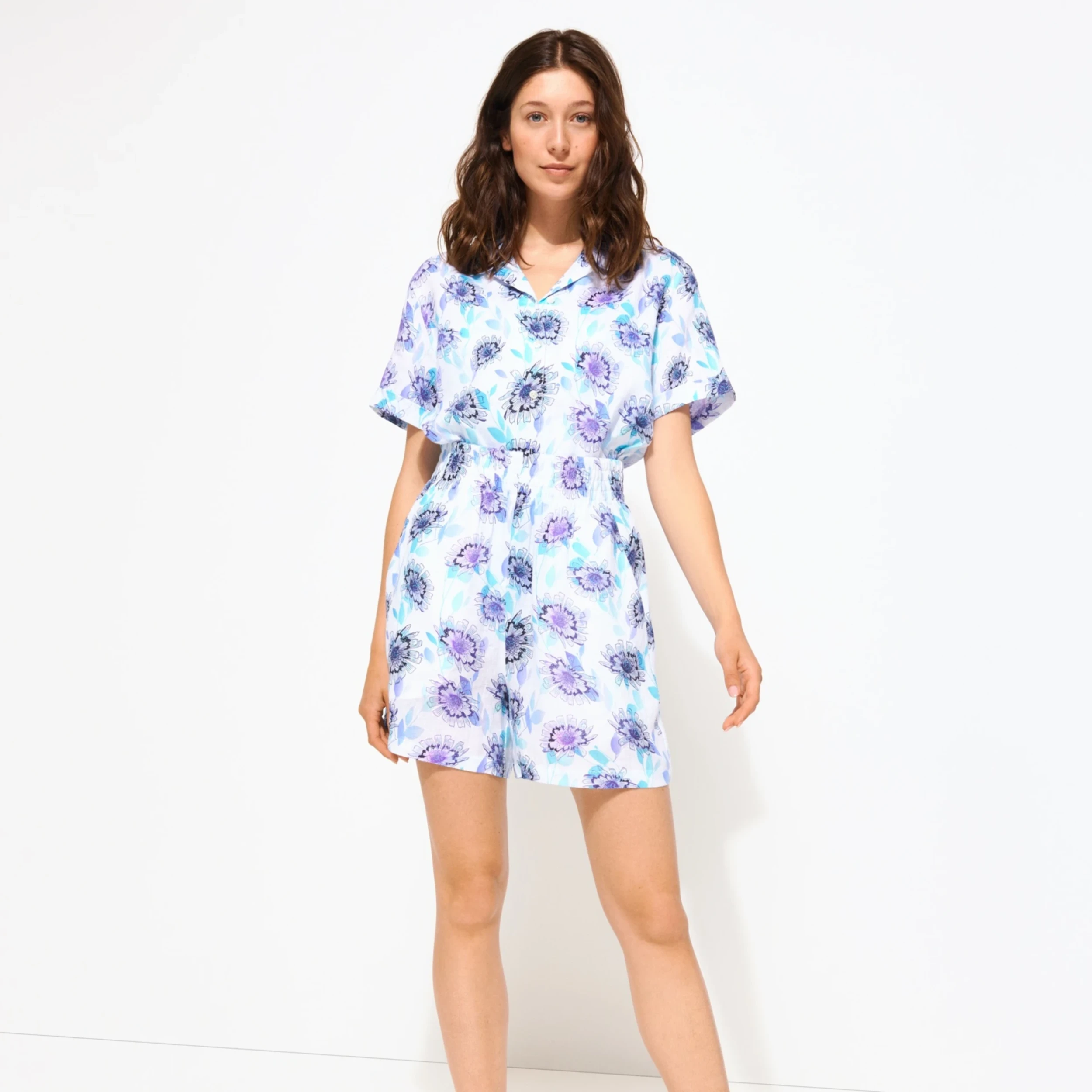 Resim Kadın Flash Flowers Lourdes Bermuda Mavi LRSC3U28-354 | Vilebrequin