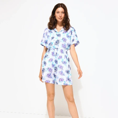 Resim Kadın Flash Flowers Lourdes Bermuda Mavi