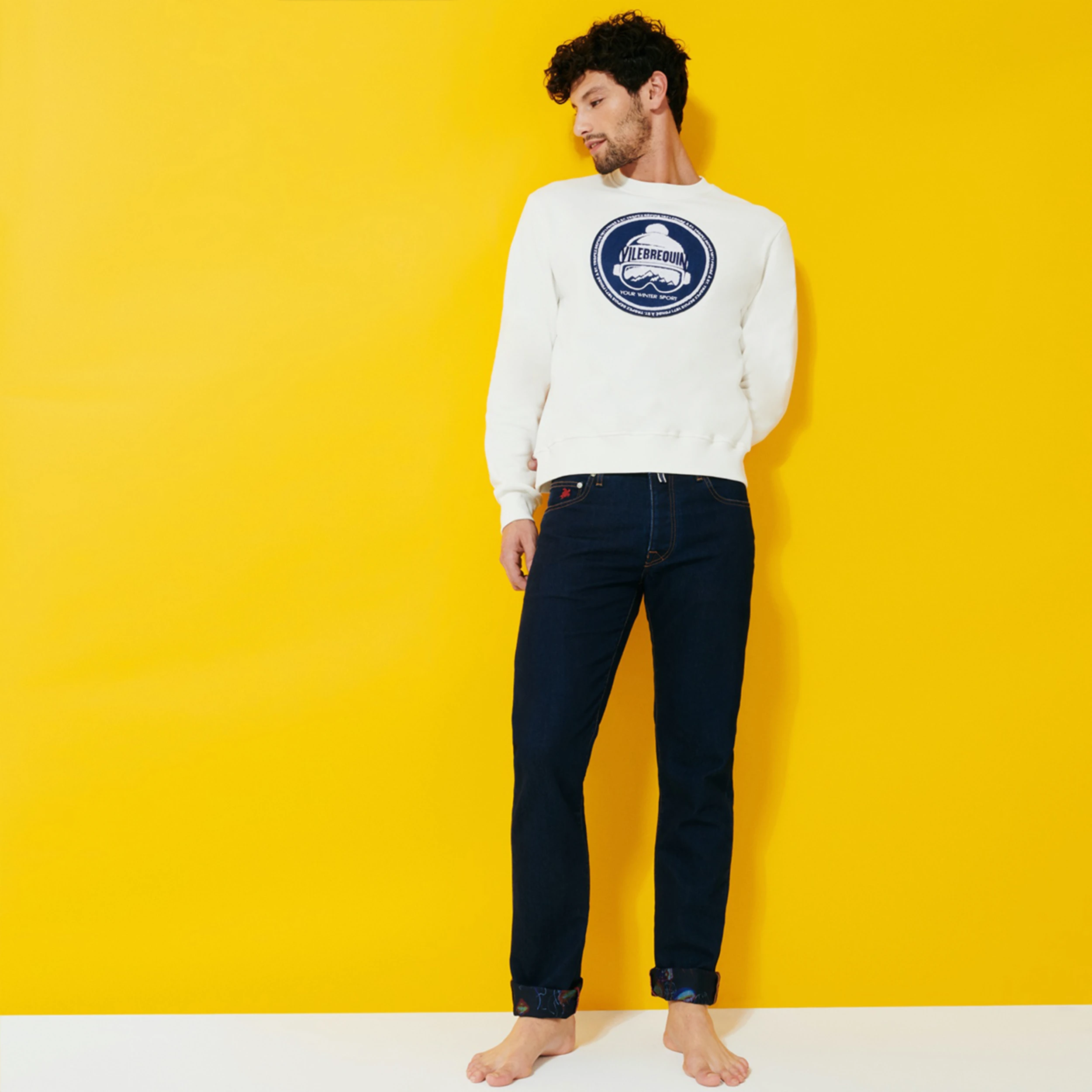 Resim Erkek Bornand Sweatshirt Beyaz BNDC3P44-003 | Vilebrequin