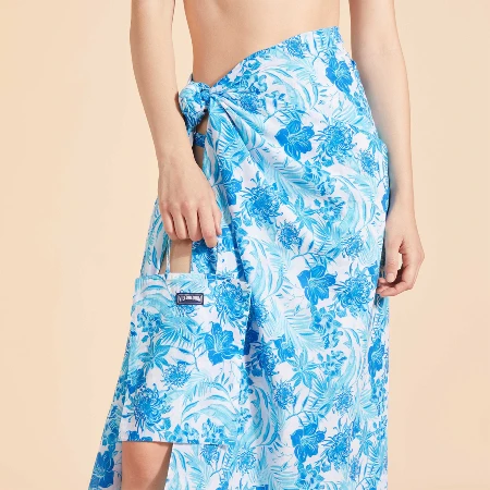 Resim Kadın Tahiti Flowers Pareo Beyaz