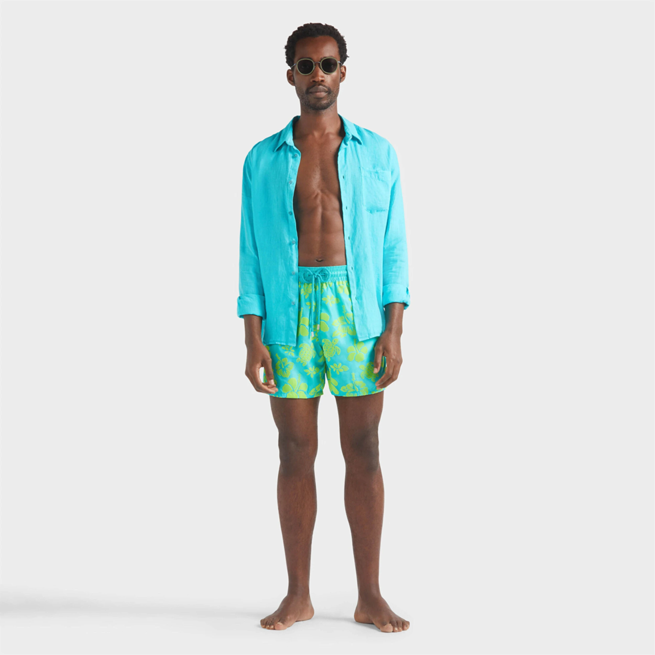 Resim Erkek Flocked Tropical Turtle Mahina Mayo Yeşil MAHCD313-431 | Vilebrequin