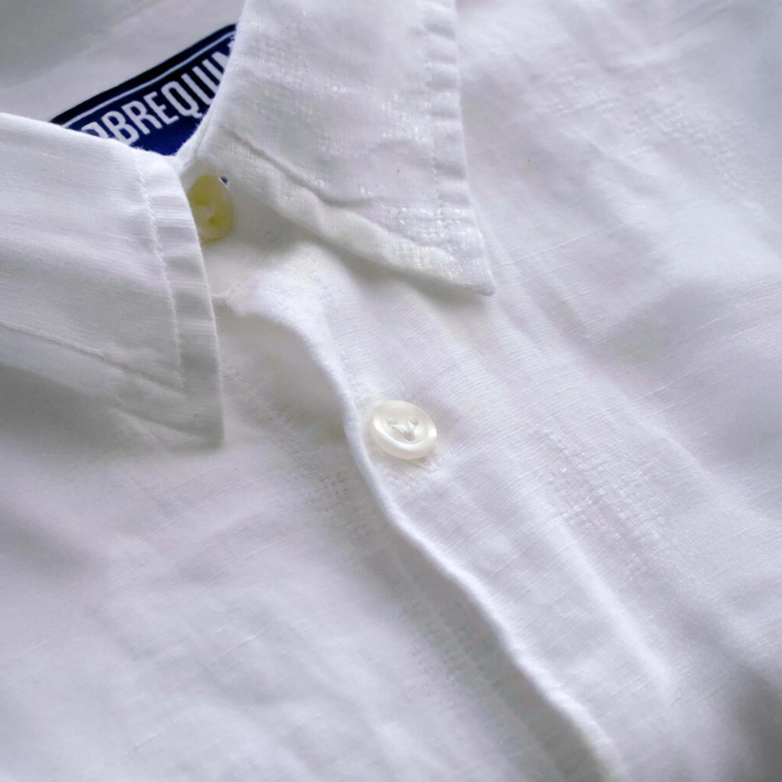 Resim Erkek Caroubis Pamuk-Keten Gömlek Beyaz CRSCV337-010 | Vilebrequin