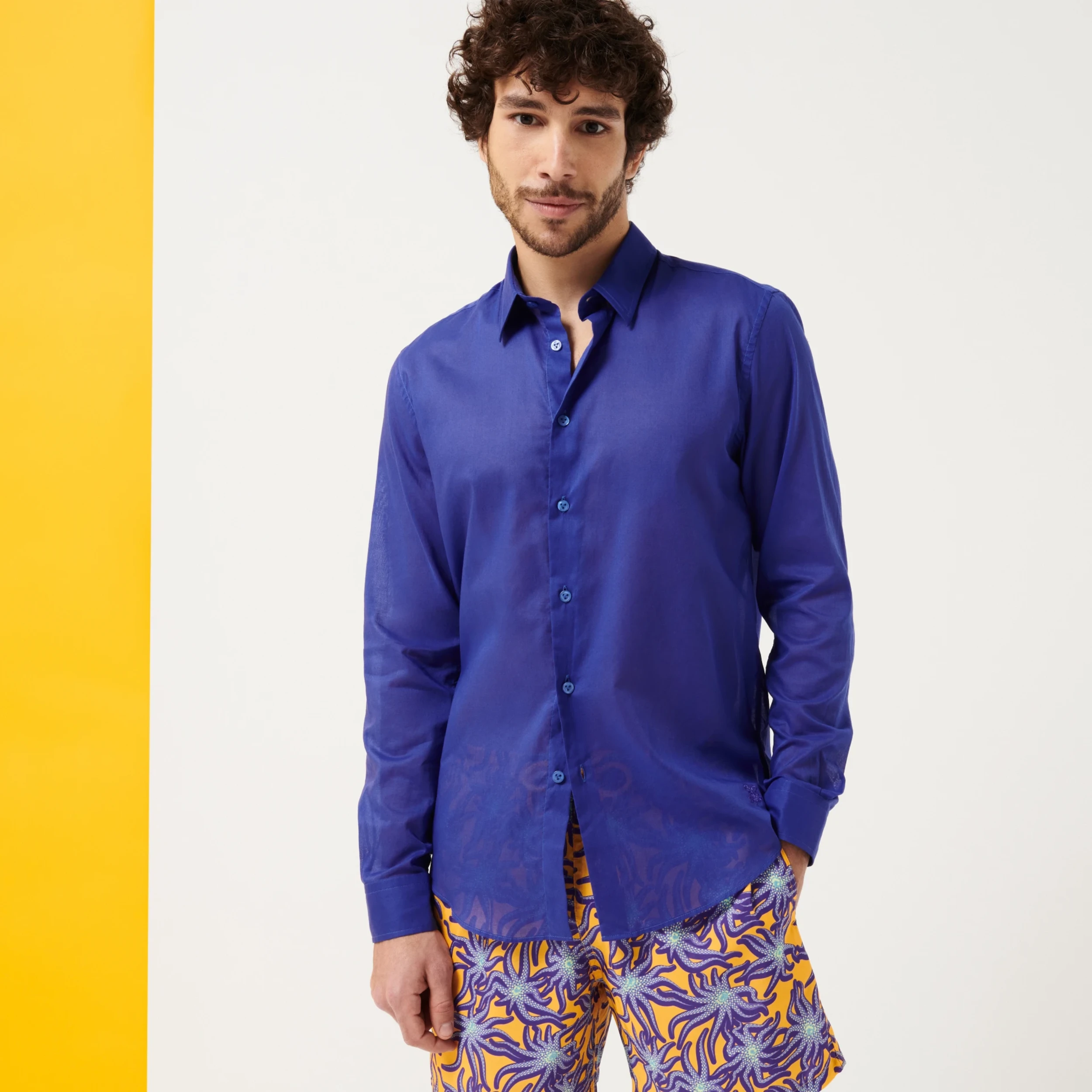 Resim Erkek Caracal Gömlek Mavi CCAE9V00-354 | Vilebrequin