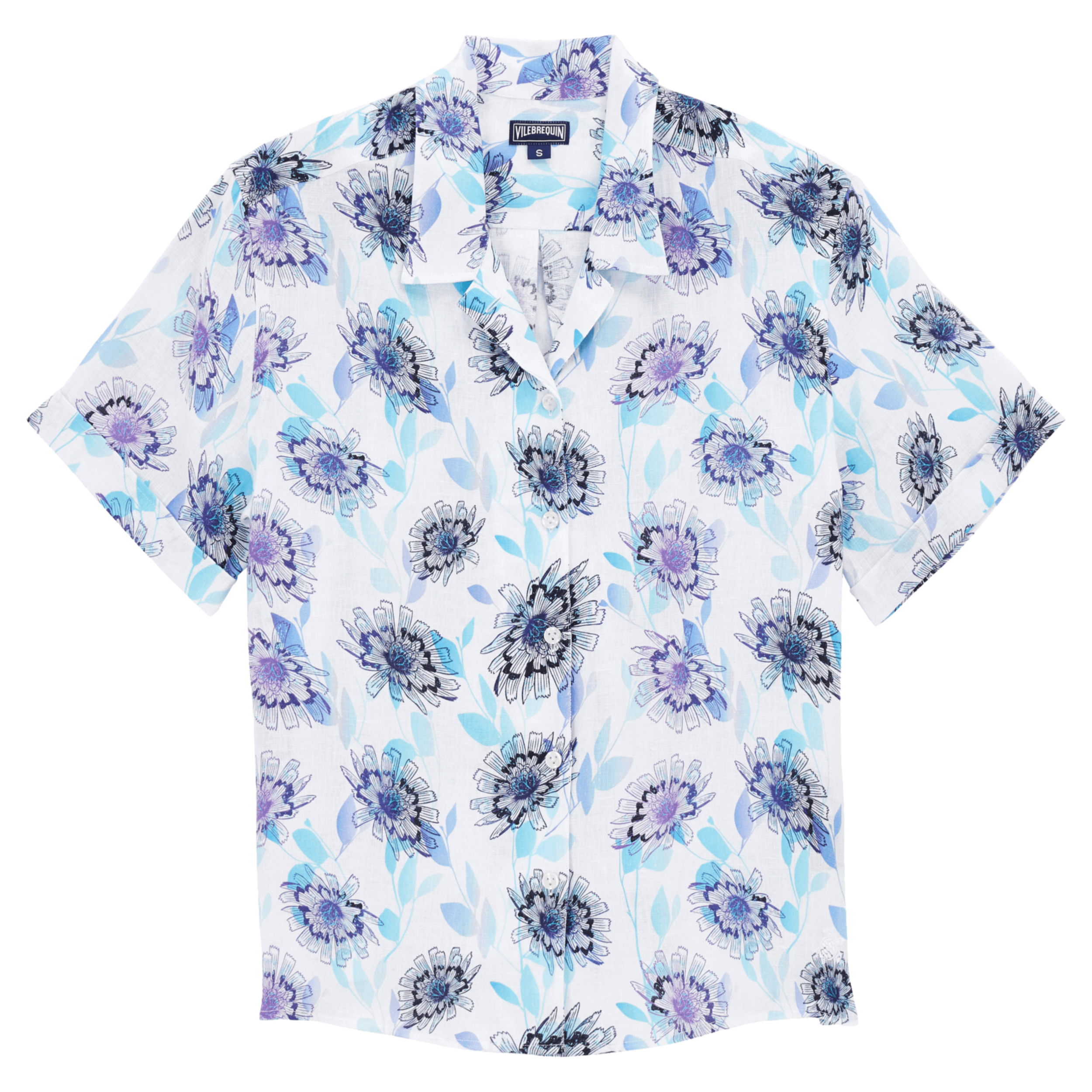 Resim Kadın Flash Flowers Leany Gömlek Mavi LENC3U28-354 | Vilebrequin