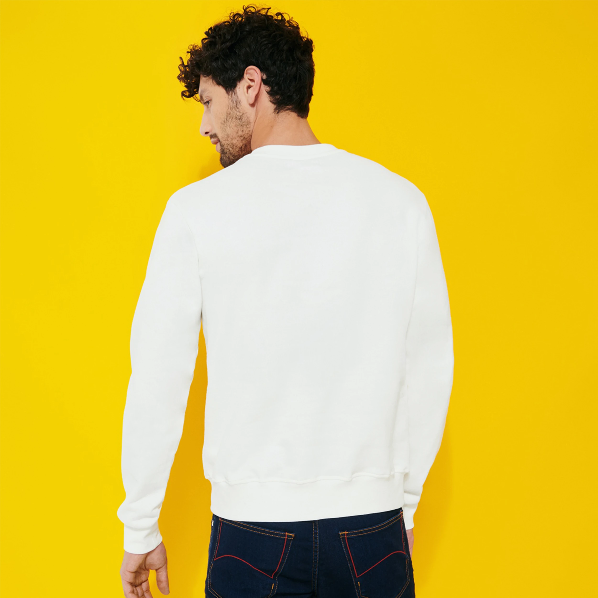 Resim Erkek Bornand Sweatshirt Beyaz BNDC3P44-003 | Vilebrequin