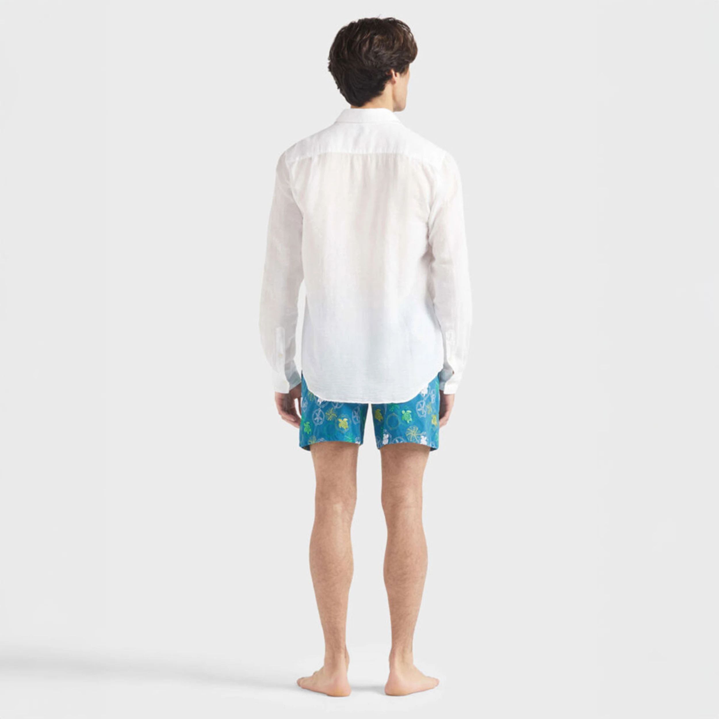 Resim Erkek Caroubis Pamuk-Keten Gömlek Beyaz CRSCV337-010 | Vilebrequin