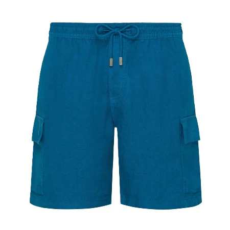 Resim Erkek Baie Keten Bermuda Mavi