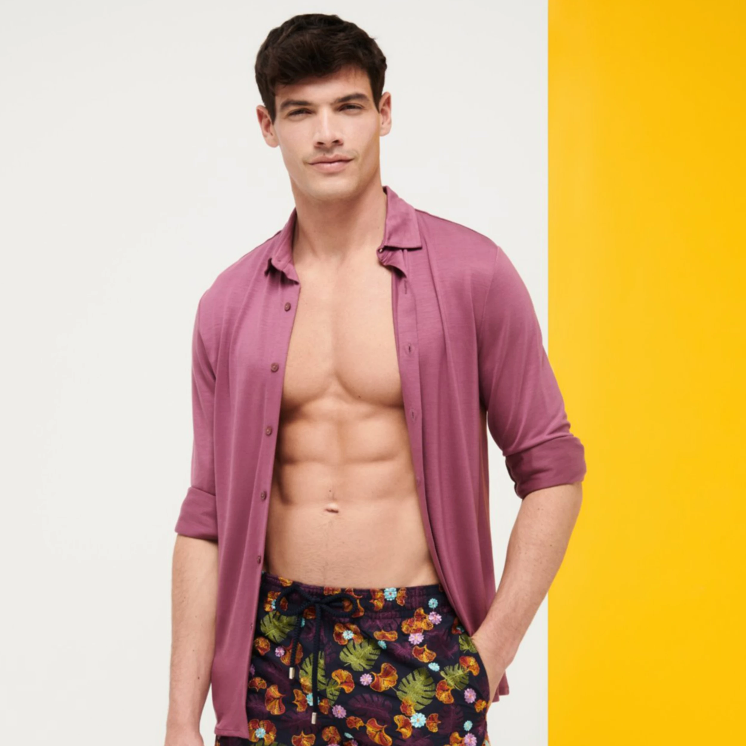 Resim Erkek Calandre Gömlek Mor CLDH9R02-821 | Vilebrequin