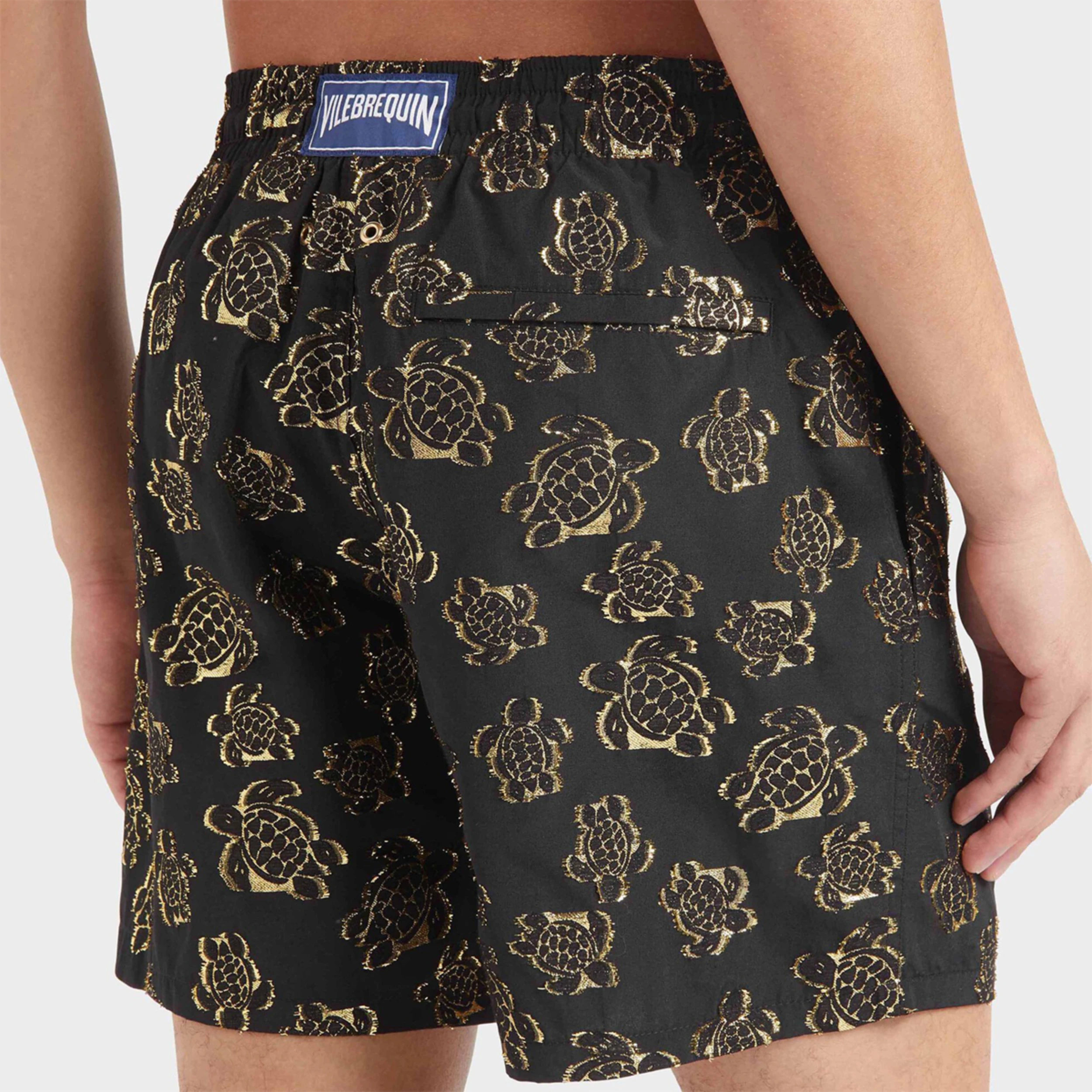 Resim Erkek Ronde des Tortues Jacquard Broché Moopea Mayo Siyah MPACA636-990 | Vilebrequin