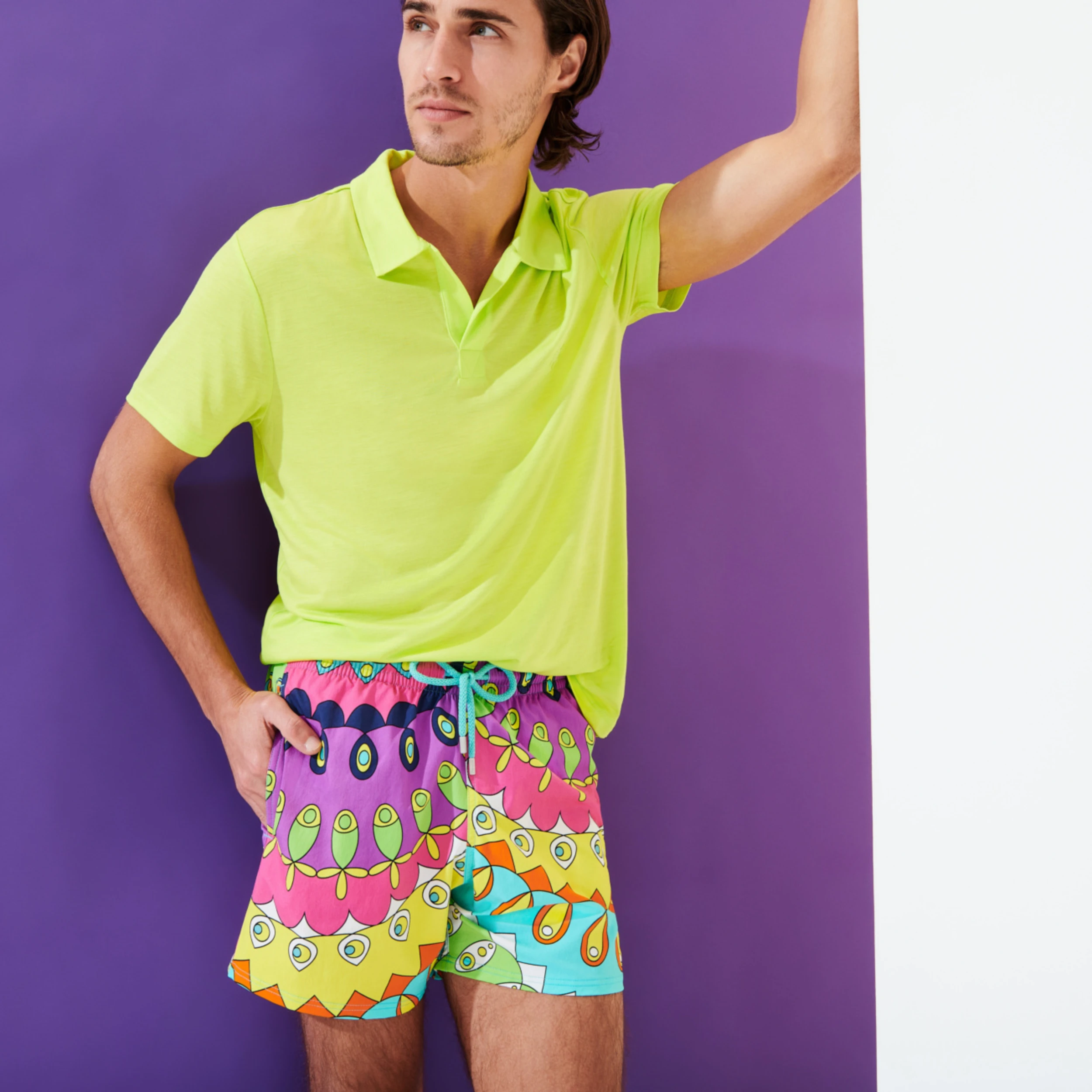 Resim Erkek 1980 Waves Multicolor Moorise Mayo Mavi MSOU1F80-381 | Vilebrequin