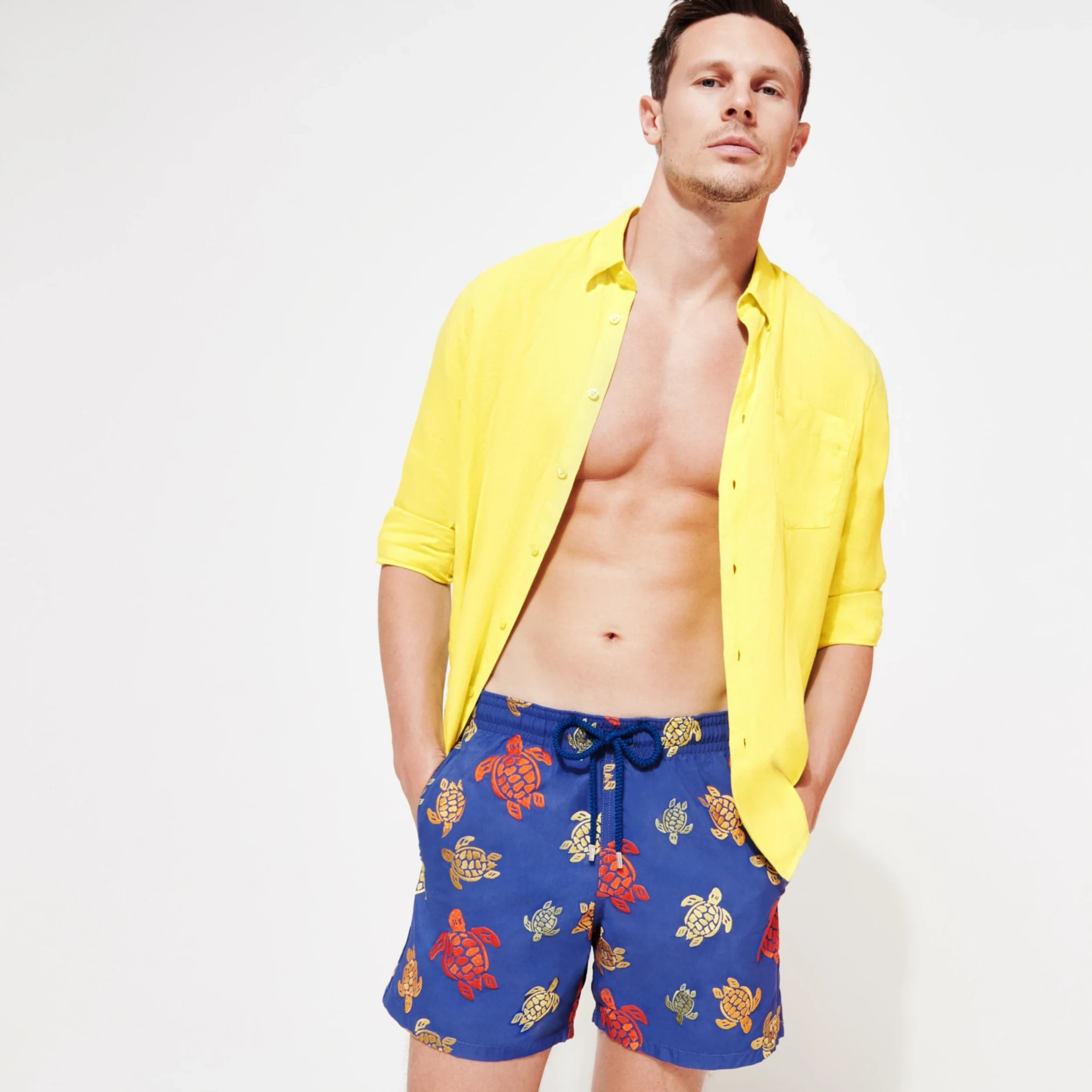 Resim Erkek Caroubis Gömlek Sarı CRSH9U10-414 | Vilebrequin