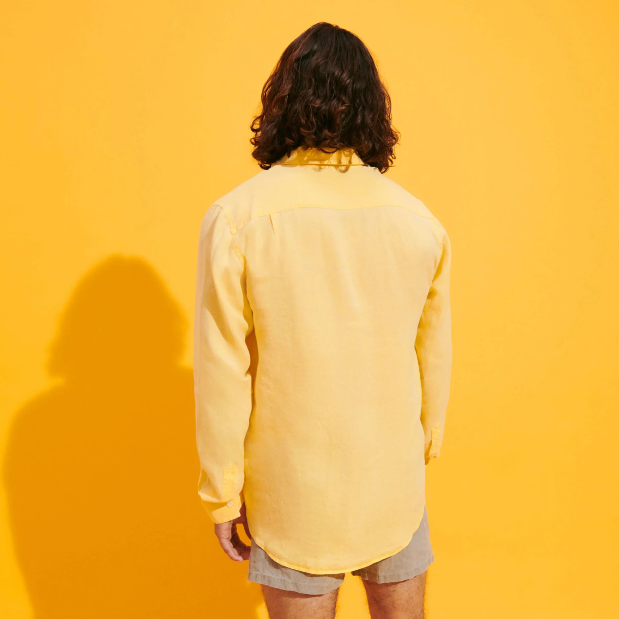 Resim Erkek Caroubis Gömlek Sarı CRSH3U11-122 | Vilebrequin