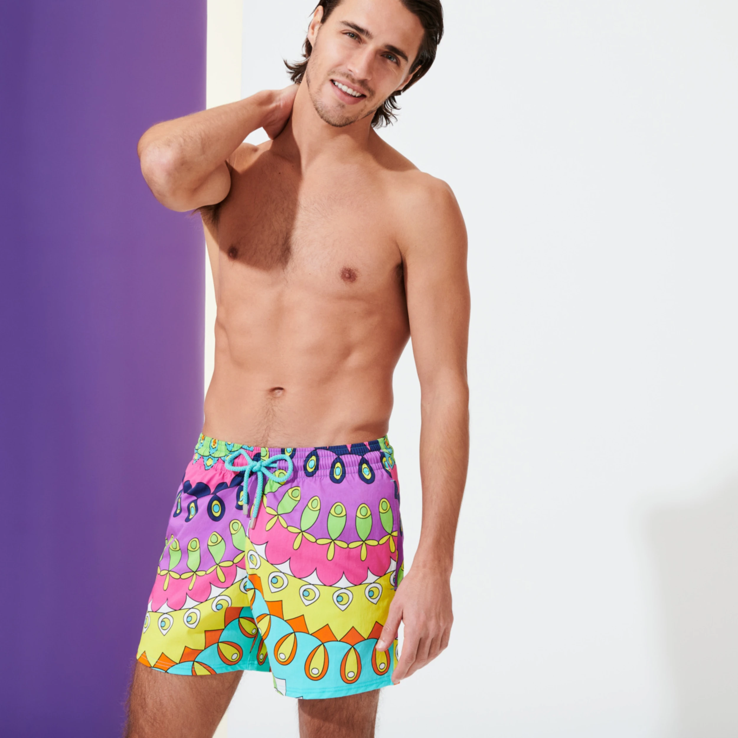 Resim Erkek 1980 Waves Multicolor Moorise Mayo Mavi MSOU1F80-381 | Vilebrequin