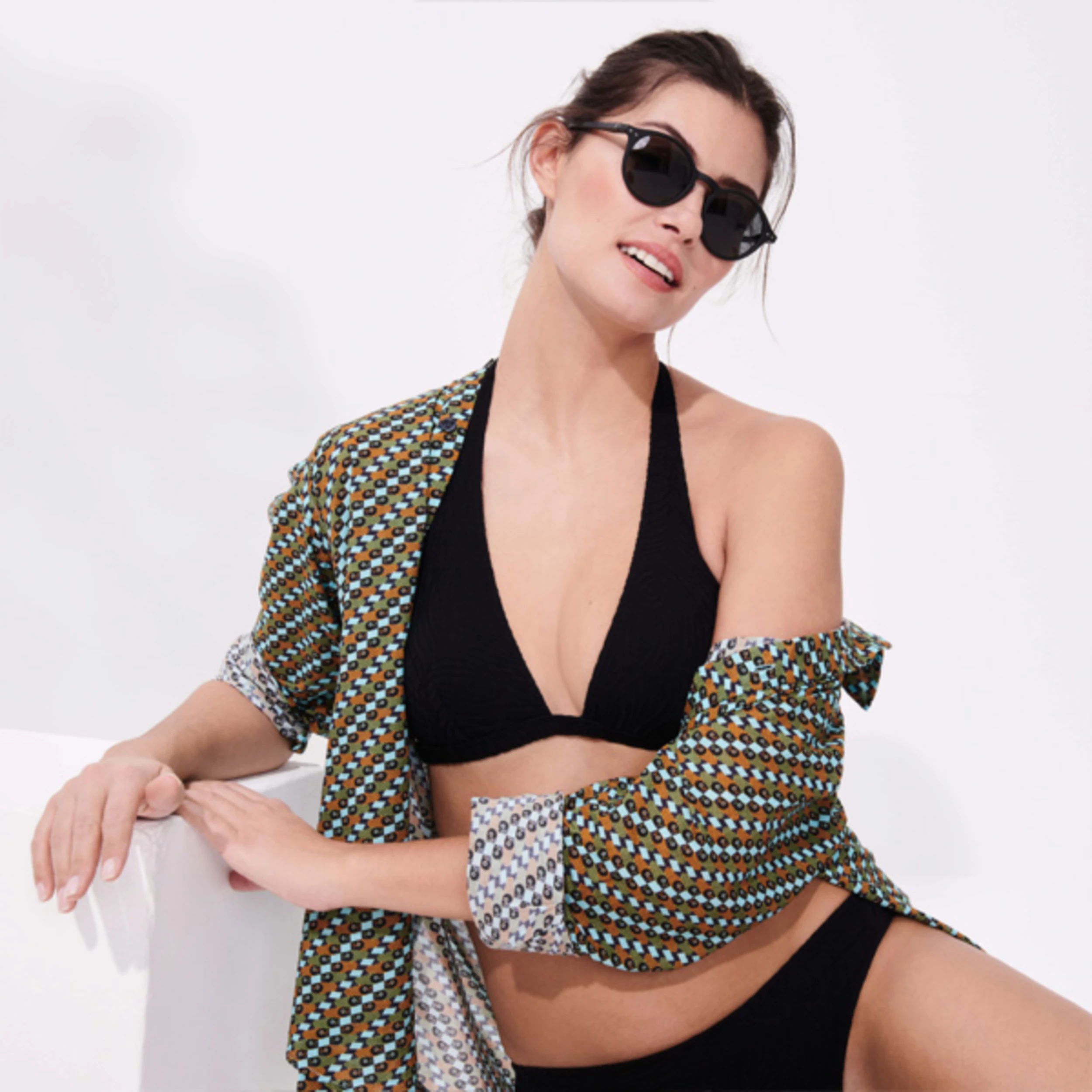 Resim Kadın Fleche Bikini Üstü Siyah FLCH1G48-990 | Vilebrequin