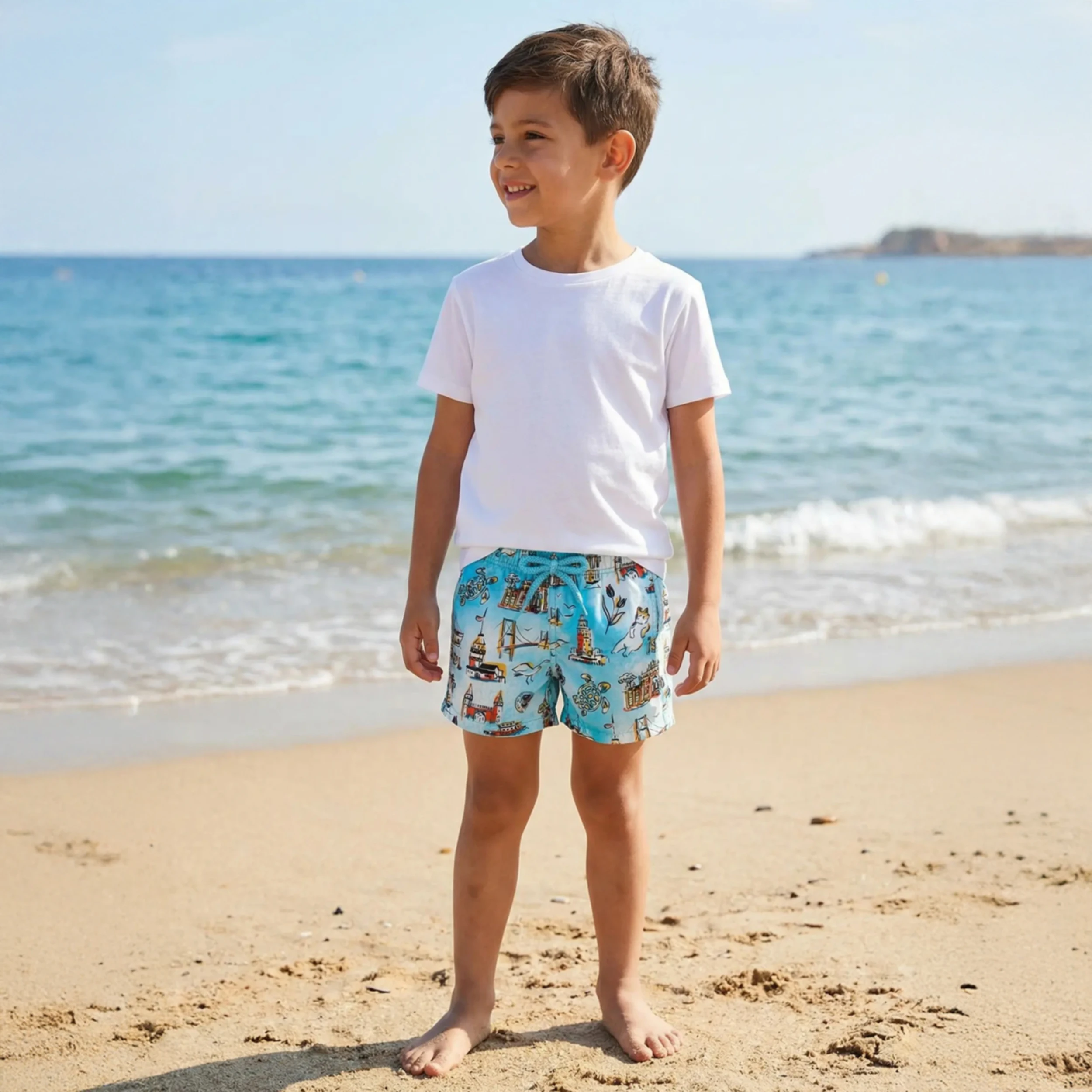 Resim Erkek Çocuk Jim Vilebrequin İstanbul Limited Edition Mayo Mavi JIMZ3B02-381 | Vilebrequin