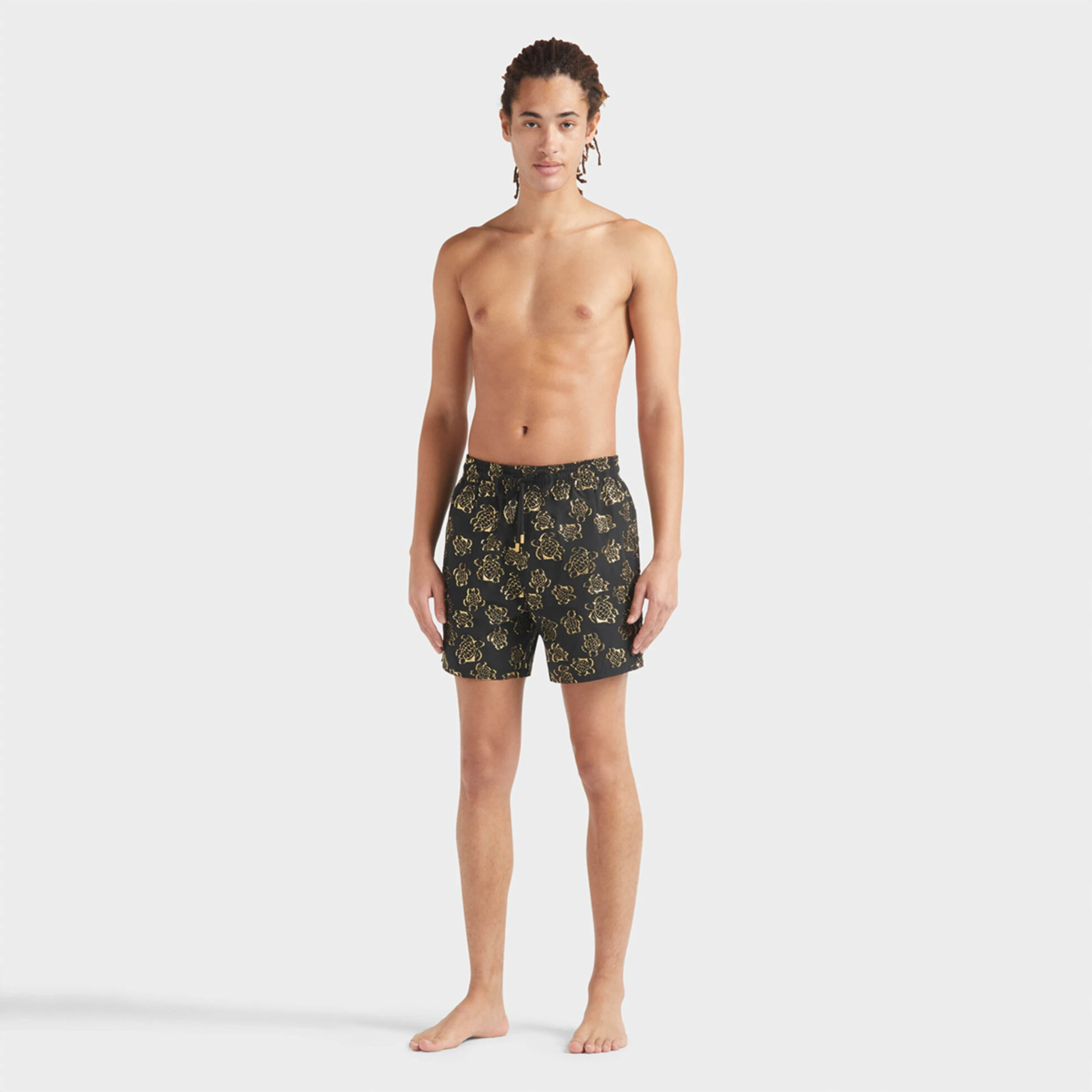 Resim Erkek Ronde des Tortues Jacquard Broché Moopea Mayo Siyah MPACA636-990 | Vilebrequin