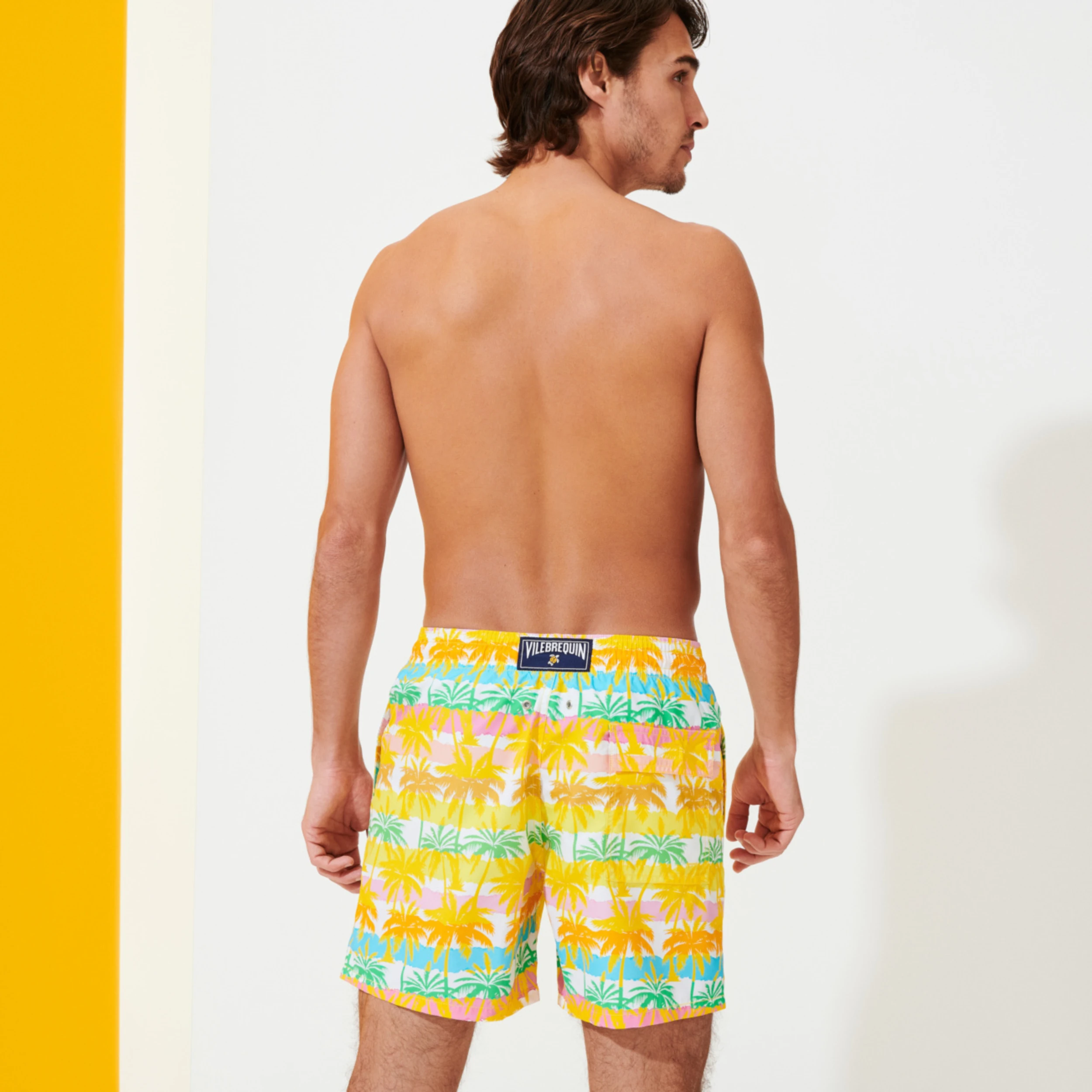 Resim Erkek 1990 Striped Palms Moorea Mayo Beyaz MOOU1B90-010 | Vilebrequin