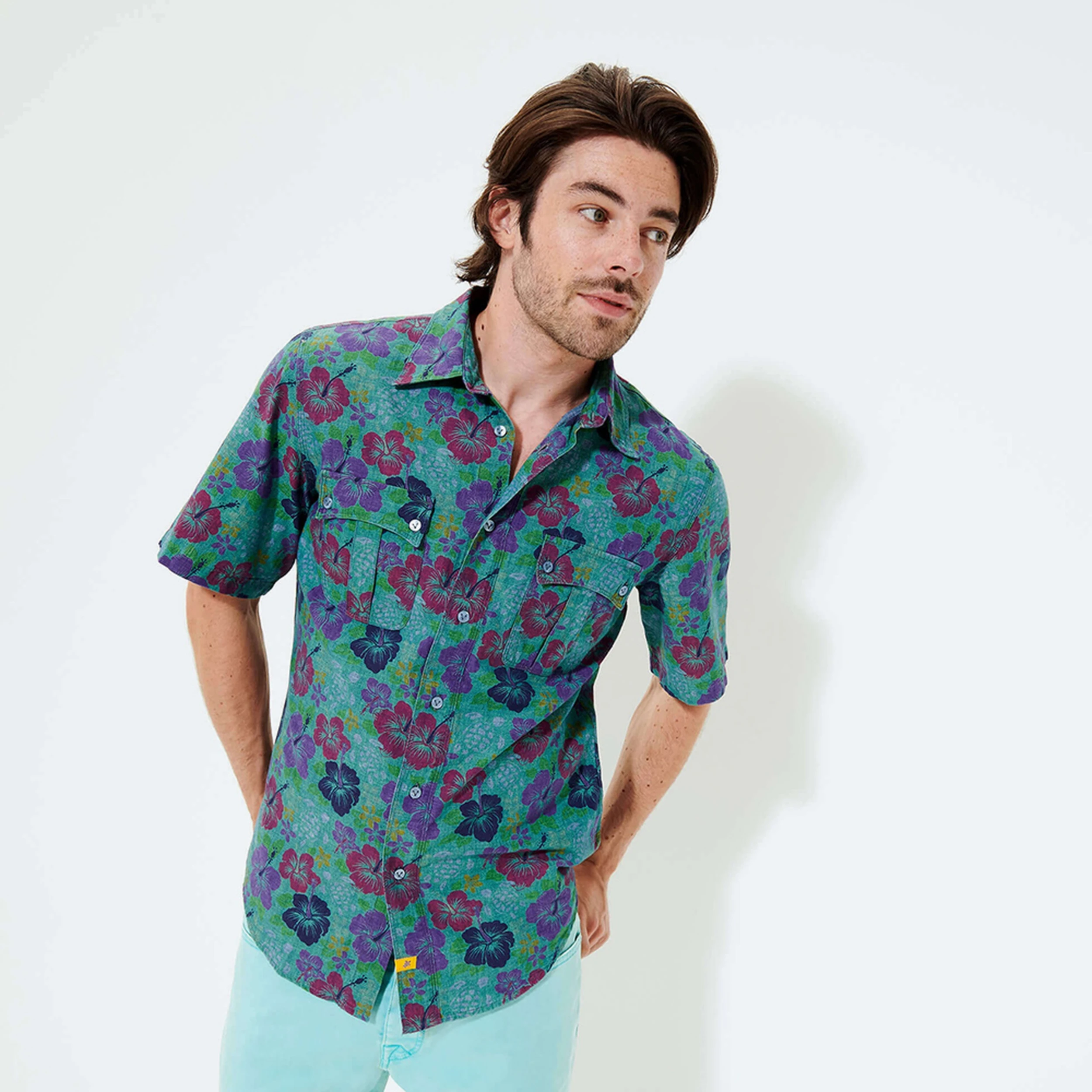 Resim Erkek Cadeous Gömlek Yeşil CADU0V56-452 | Vilebrequin