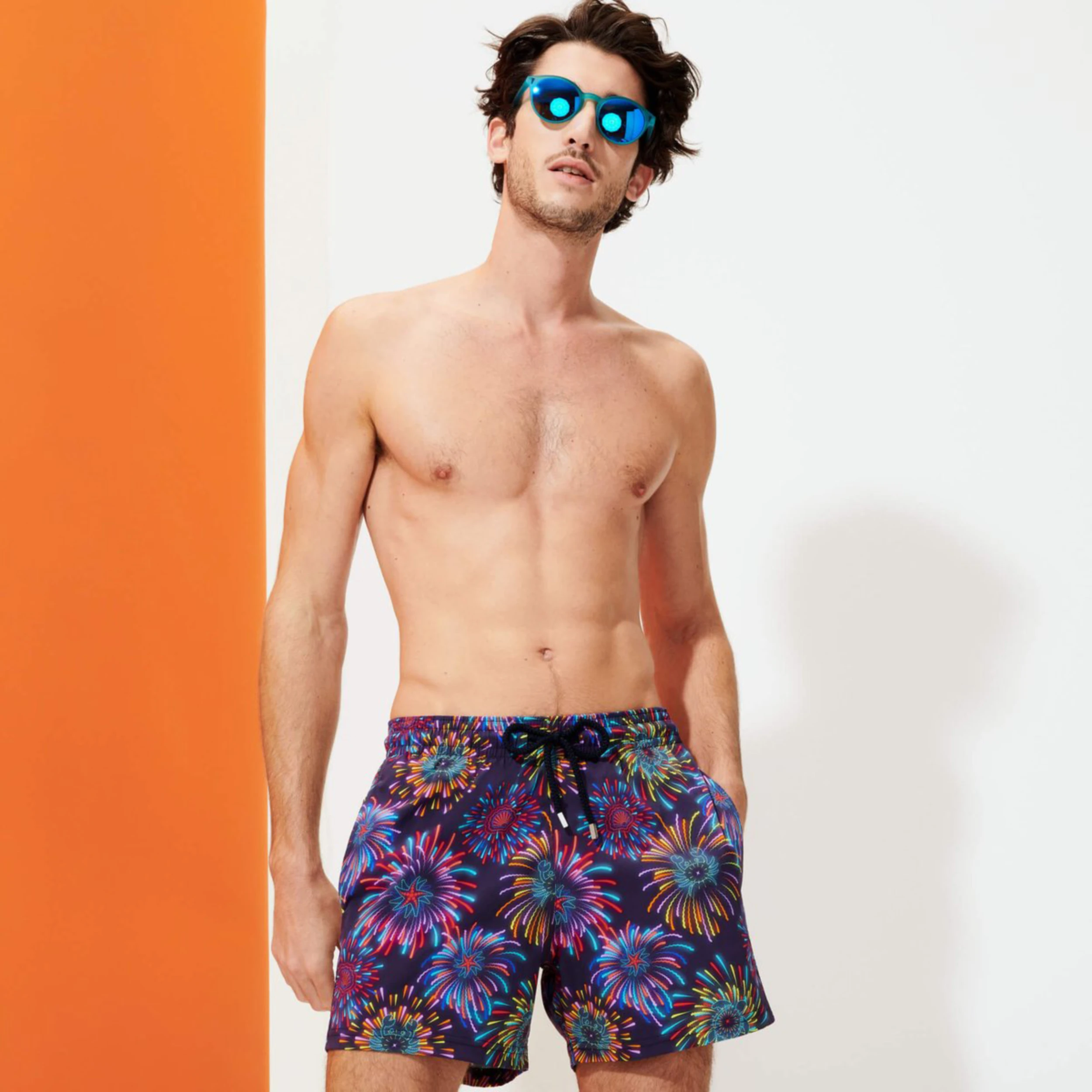 Resim Erkek Fireworks Moorise Mayo Lacivert MSOC1F21-390 | Vilebrequin