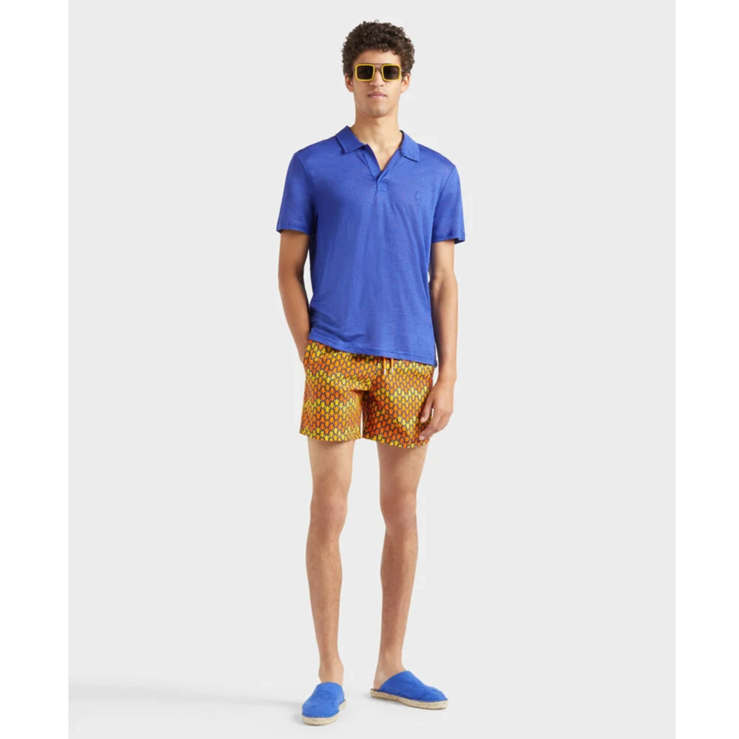 Resim Erkek Pyramid Keten Polo Mavi PYRE9O00-613 | Vilebrequin