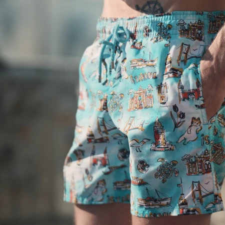 Resim Erkek Moorea Vilebrequin İstanbul Limited Edition Mayo Mavi