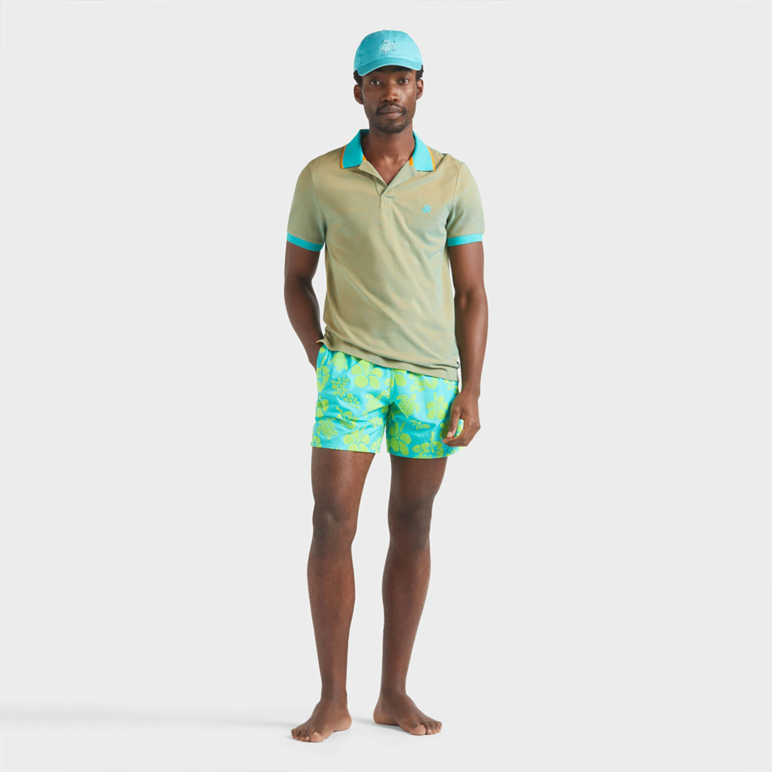 Resim Erkek Flocked Tropical Turtle Mahina Mayo Yeşil MAHCD313-431 | Vilebrequin