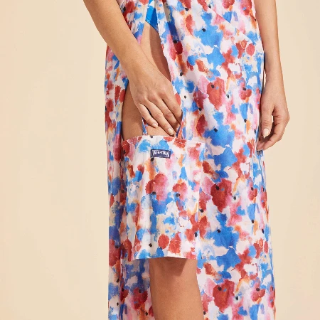 Resim Kadın Tahiti Flowers Pareo Mavi