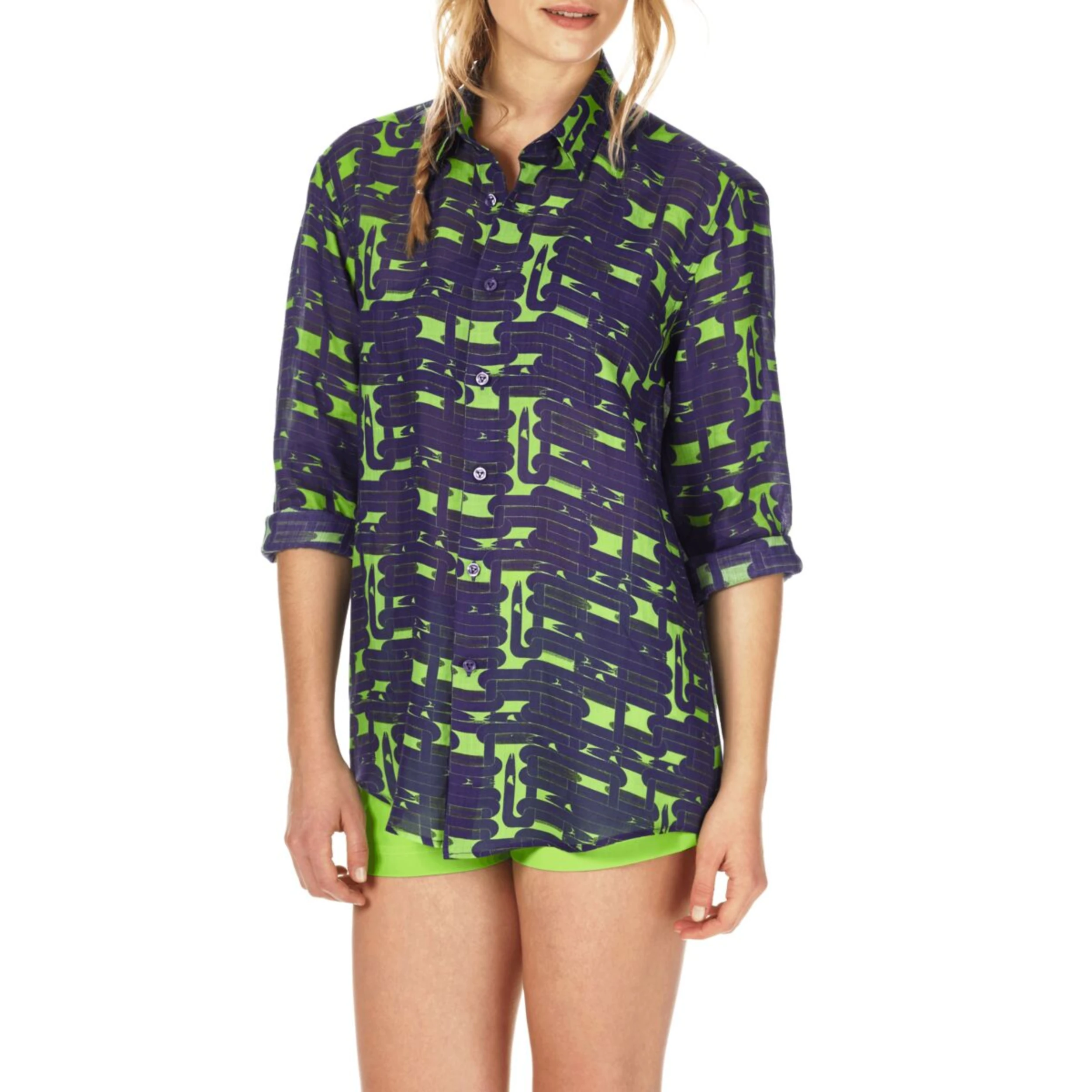 Resim Unisex Caracal Gömlek Yeşil CCA8607H-457 | Vilebrequin