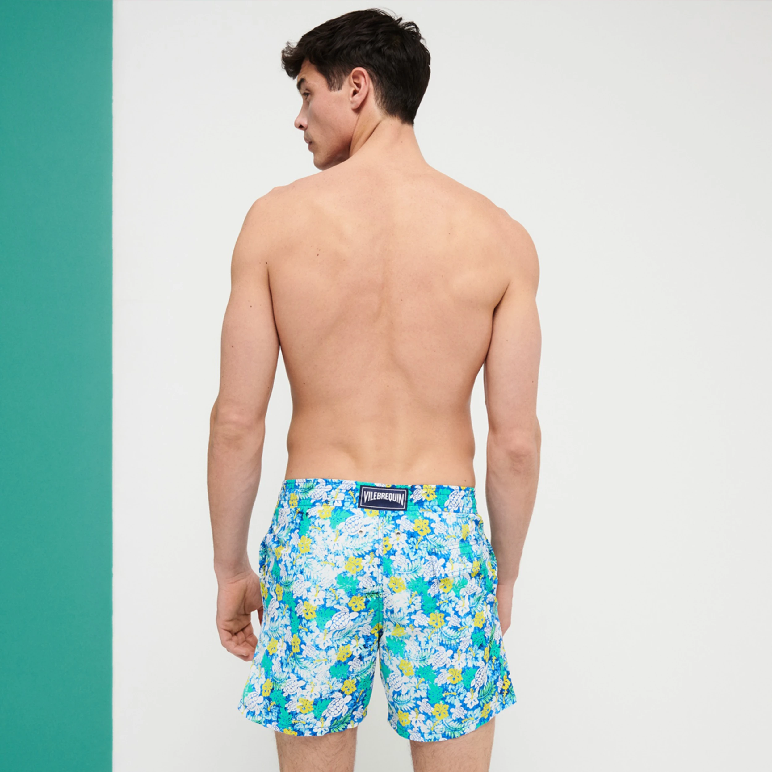 Resim Erkek Tropical Turtles Vintage Moorea Mayo Mavi MOOH2B31-381 | Vilebrequin