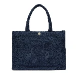 Resim Kadın Batist Havlu Plaj Çantası Lacivert