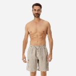 Resim Erkek Baie Keten Bermuda Bej