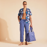 Resim Erkek Pacha Keten Pantolon Mavi