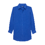 Resim Kadın Fragance Keten Gömlek Mavi