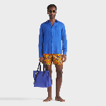 Resim Erkek Caroubis Keten Gömlek Mavi