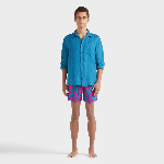 Resim Erkek Caroubis Keten Gömlek Mavi