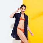 Resim Kadın Fragance Keten Gömlek Lacivert