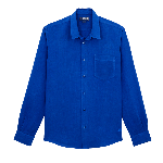 Resim Erkek Caroubis Keten Gömlek Mavi