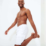 Resim Erkek Baie Keten Bermuda Beyaz