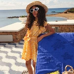 Resim Kız Çocuk Turtle Vichy Ganache Elbise Sarı