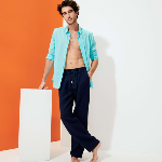 Resim Erkek Pacha Keten Pantolon Lacivert