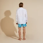 Resim Erkek Caroon Keten Gömlek Beyaz