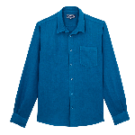 Resim Erkek Caroubis Keten Gömlek Mavi