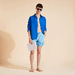 Resim Erkek Caroubis Keten Gömlek Mavi