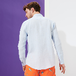 Resim Erkek Caroubis Keten Gömlek Mavi