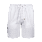 Resim Erkek Baoon Keten Bermuda Beyaz