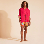 Resim Erkek Caroubis Keten Gömlek Pembe