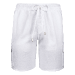 Resim Erkek Baie Keten Bermuda Beyaz