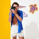 Resim Erkek 1972 Stripes Bahin Bermuda Bej