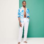 Resim Erkek Pacha Keten Pantolon Beyaz