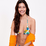 Resim Kadın Marguerites Fleur Bikini Üstü Beyaz